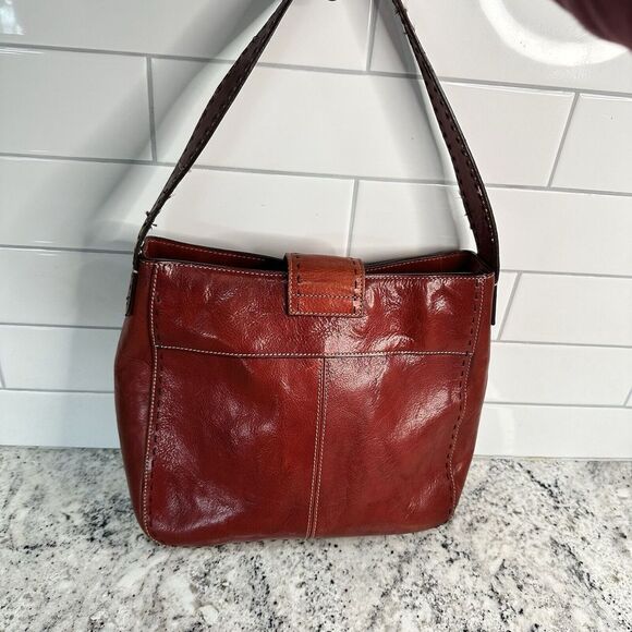 FOSSIL Vintage Key‎ Oxblood #ZB9097 Red Genuine Leather Bucket Shoulder Purse - Picture 1 of 13